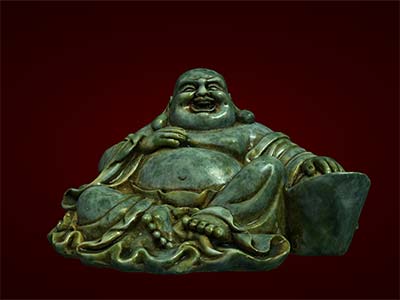 Phật Di Lặc ngồi tựa cục vàng bé
