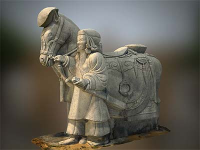 Tượng cổ, lính dắt ngựa lăng Dinh Hương