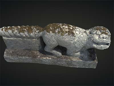 Quét 3D cổ vật Sấu đá đuôi xoắn - Dữ liệu di tích Lăng Điền quận công